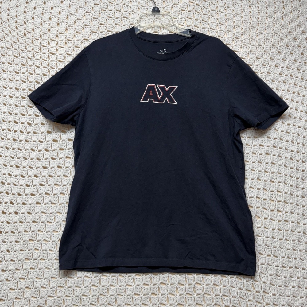 Armani Exchange Men's T-Shirt Sz L Black 100%Cotton Crew Neck Embroidered Logo